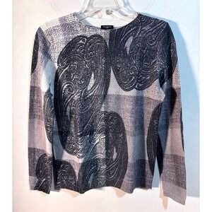 Talbots Petites Pure Cashmere Paisley Plaid‎ Sweater MP